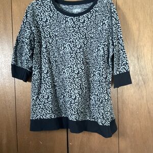 Leopard Print Women's Top - Black and Gray